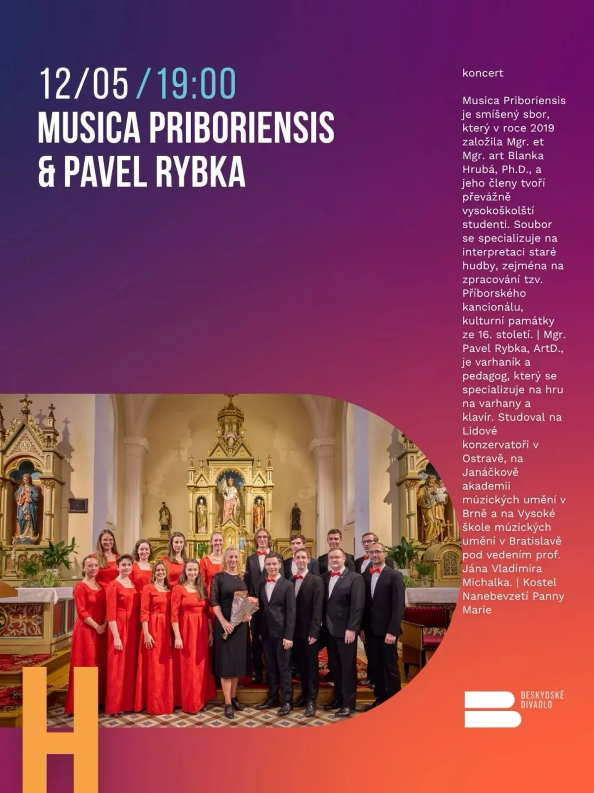Plakát: Koncert Musica Priboriensis v rámci Klubu přátel hudby v Novém Jičíně