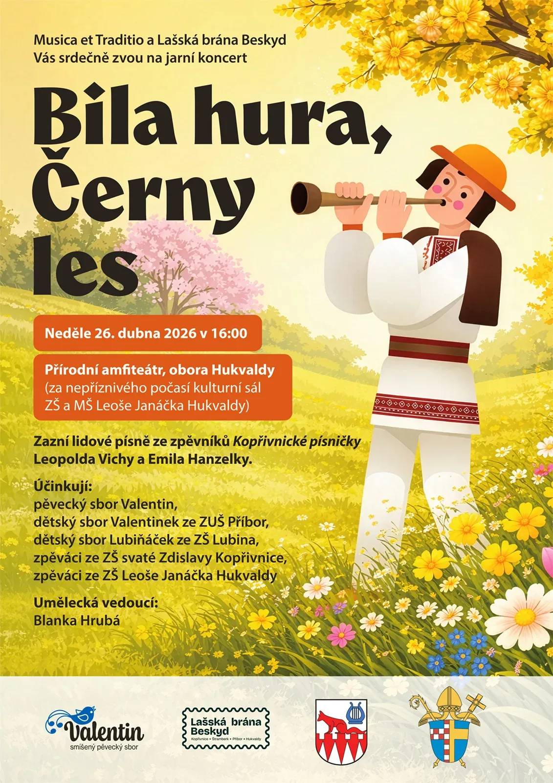 Plakát: Jarní koncert Bila hura, Černy les (3/4, Hukvaldy)