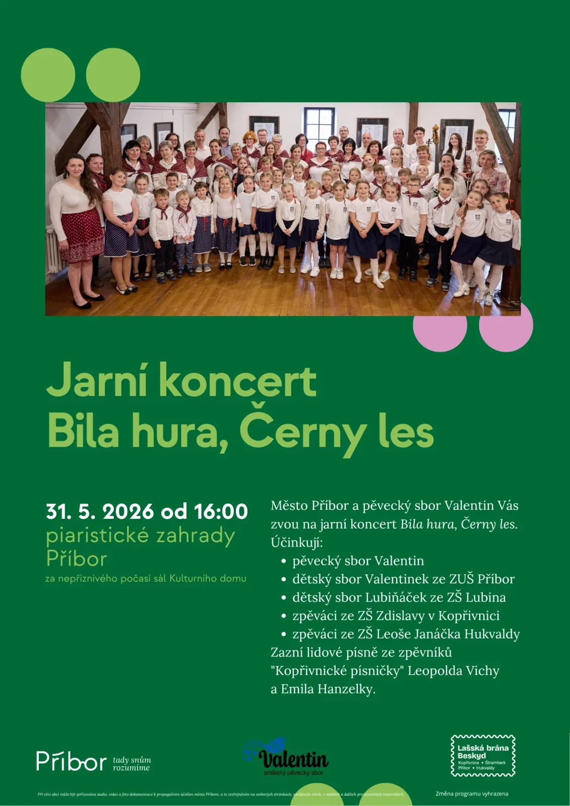 Plakát: Jarní koncert Bila hura, Černy les (4/4, Příbor)